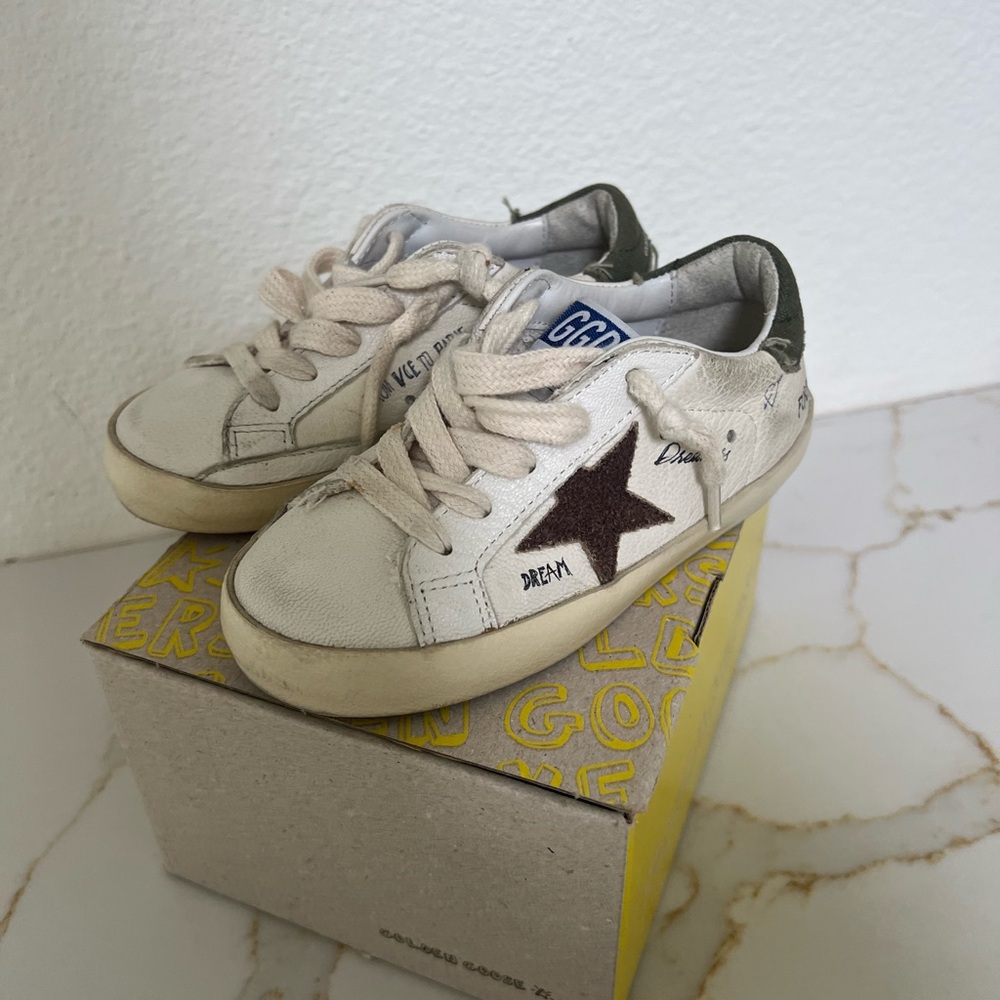Golden Goose Kids Cream and Dark Brown Sneakers